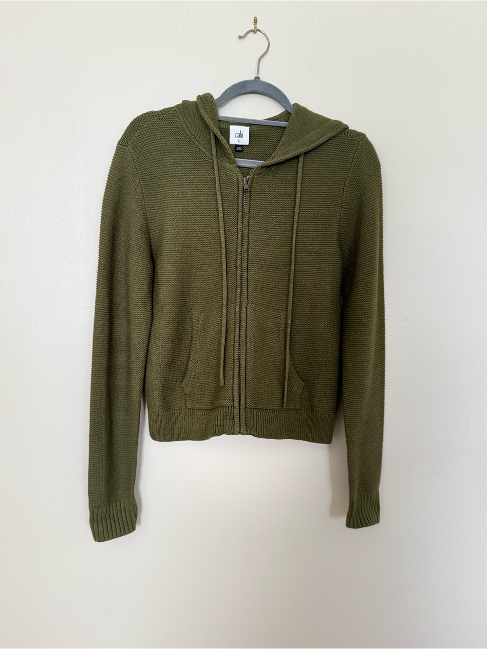 CAbi Olive Zip Hoodie Cardigan